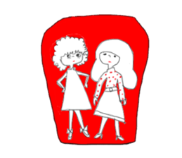 polka dots girl and permed girl stickers sticker #11448940