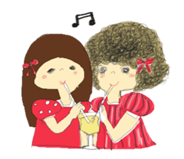 polka dots girl and permed girl stickers sticker #11448943