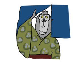 black macaque monkey in Edo Period sticker #11462653