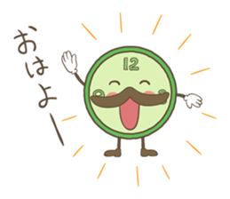 cute clock mustache trio sticker #11462864