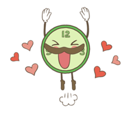 cute clock mustache trio sticker #11462866