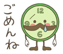 cute clock mustache trio sticker #11462868
