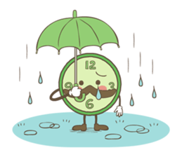 cute clock mustache trio sticker #11462870