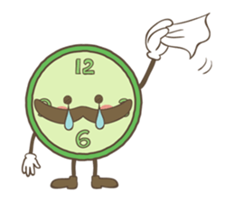 cute clock mustache trio sticker #11462874