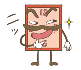 cute clock mustache trio sticker #11462884