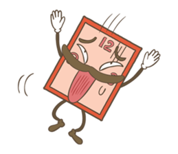 cute clock mustache trio sticker #11462894