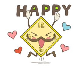 cute clock mustache trio sticker #11462902