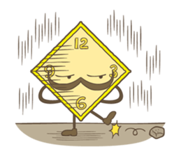 cute clock mustache trio sticker #11462922