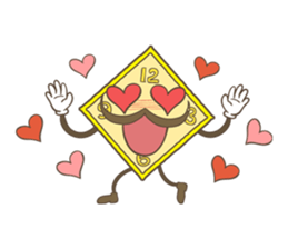 cute clock mustache trio sticker #11462926
