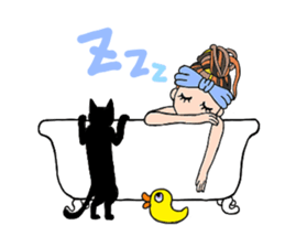 cats and birds and people sticker #11465145