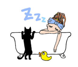 cats and birds and people sticker #11465145