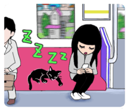 cats and birds and people sticker #11465147