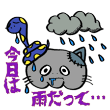 Snake and cat zombie sticker #11466560