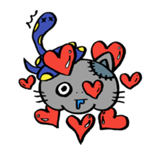 Snake and cat zombie sticker #11466564