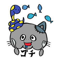 Snake and cat zombie sticker #11466566
