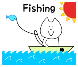 For English!Funny Funny white cat sticker #11473593