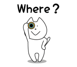 For English!Funny Funny white cat sticker #11473611