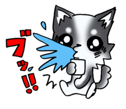 White and black and white puppy! sticker #11478983