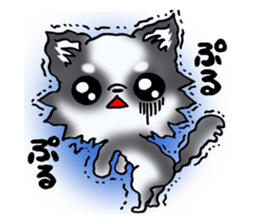 White and black and white puppy! sticker #11478995