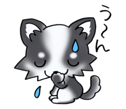 White and black and white puppy! sticker #11479005