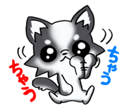 White and black and white puppy! sticker #11479006