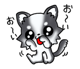 White and black and white puppy! sticker #11479007