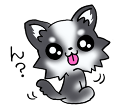 White and black and white puppy! sticker #11479011