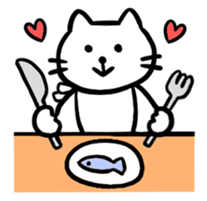 Sticker of a leisurely white cat sticker #11480244