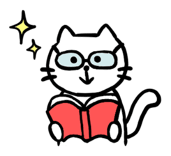 Sticker of a leisurely white cat sticker #11480245