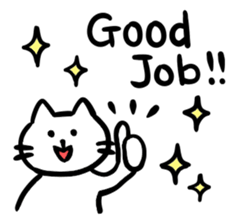 Sticker of a leisurely white cat sticker #11480248