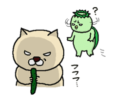 Neko and Kappa-chan sticker #11483144