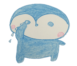 Shy penguin and lively monkey sticker #11487118