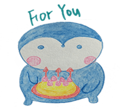 Shy penguin and lively monkey sticker #11487125