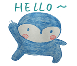 Shy penguin and lively monkey sticker #11487131