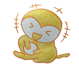 Shy penguin and lively monkey sticker #11487139