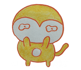 Shy penguin and lively monkey sticker #11487146