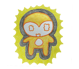 Shy penguin and lively monkey sticker #11487150