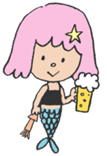 The pink star mermaid sticker #11501975