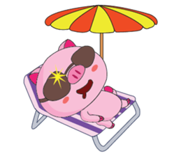 One of us: The Plump Pink, Vacation ! sticker #11506009