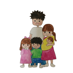 watercolor painting heartwarming family