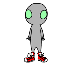 Alien to wear shoes. sticker #11523736