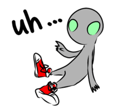 Alien to wear shoes. sticker #11523743