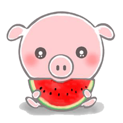 Stickers of piggy Summer of Japan