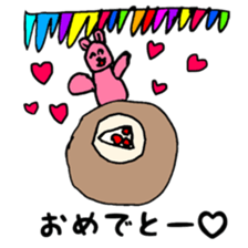 A rabbit and cat is mari and sari sticker #11555856