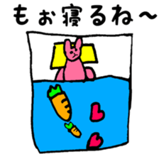 A rabbit and cat is mari and sari sticker #11555861