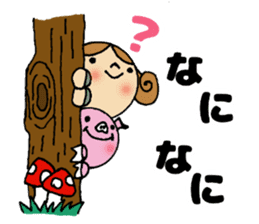 kawaii girl and Pig Stickers sticker #11567081