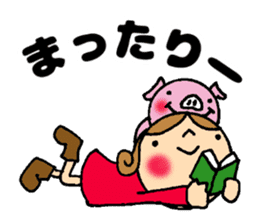 kawaii girl and Pig Stickers sticker #11567082