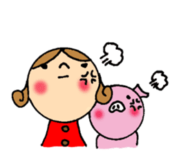 kawaii girl and Pig Stickers sticker #11567099