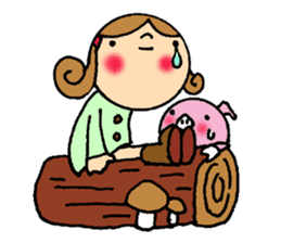 kawaii girl and Pig Stickers sticker #11567106
