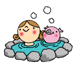 kawaii girl and Pig Stickers sticker #11567107